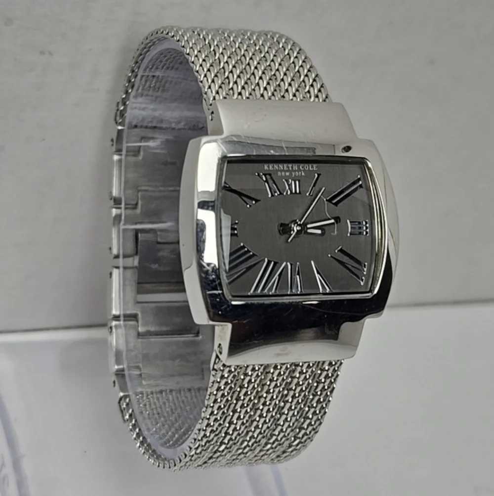 Womens Kenneth Cole New York Watch Silver Tone Stainless Mesh Band New Battery